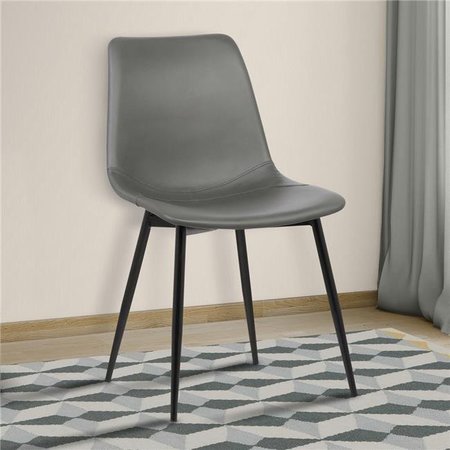 ARMEN LIVING Armen Living LCMOCHGREY Monte Contemporary Dining Chair in Gray Faux Leather with Black Powder Coated Metal Legs LCMOCHGREY